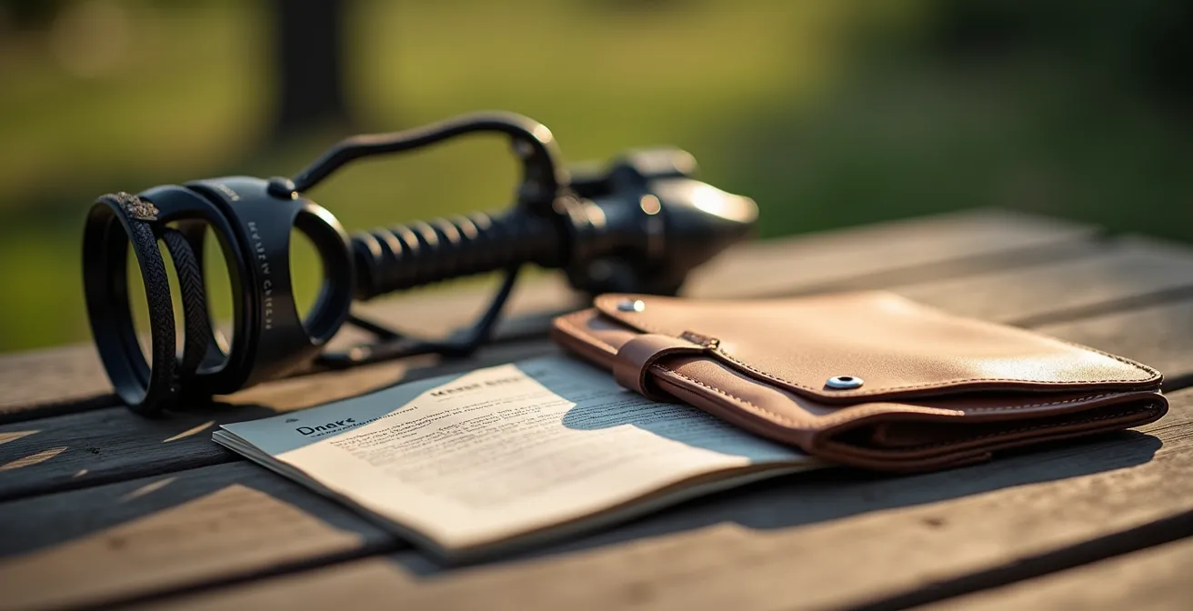 Dettaglio ravvicinato di kit da viaggio con museruola per cane e lucchetto per e-bike