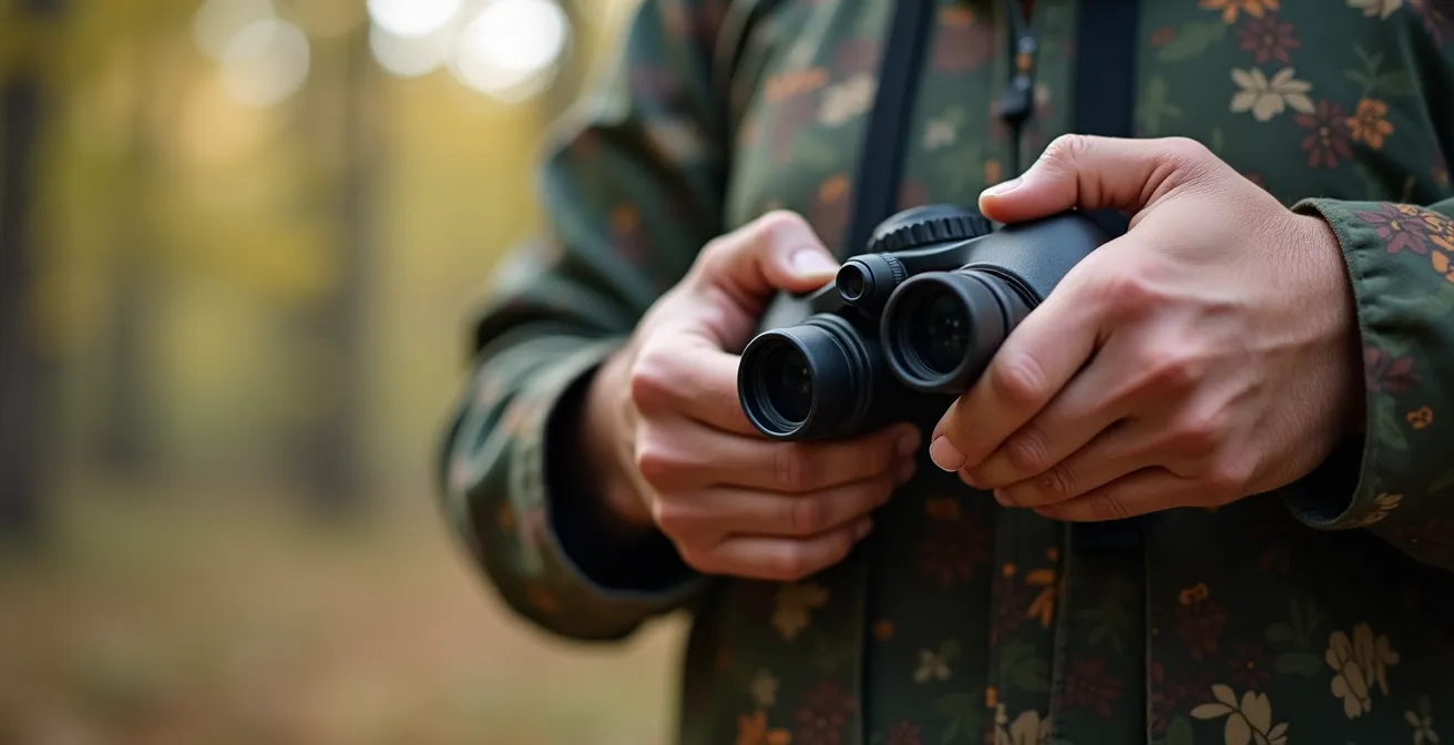 Tecnica di stabilizzazione del binocolo con presa a culla per birdwatching
